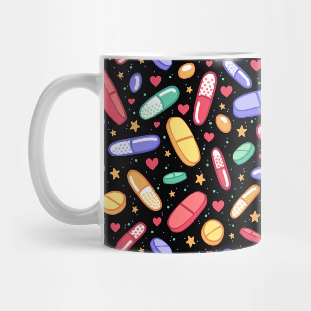 Colorful Pills on Black by Spookish Delight